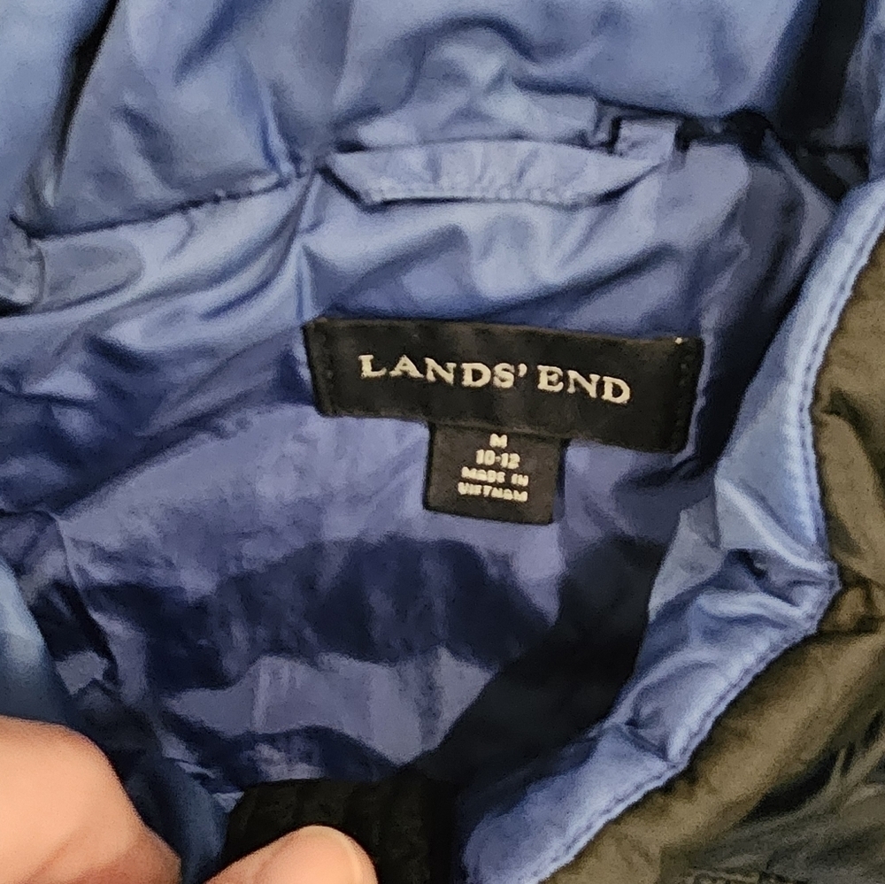 Lands End Black and Blue Quilted Vest with Stand up Collar - Picture 6 of 6